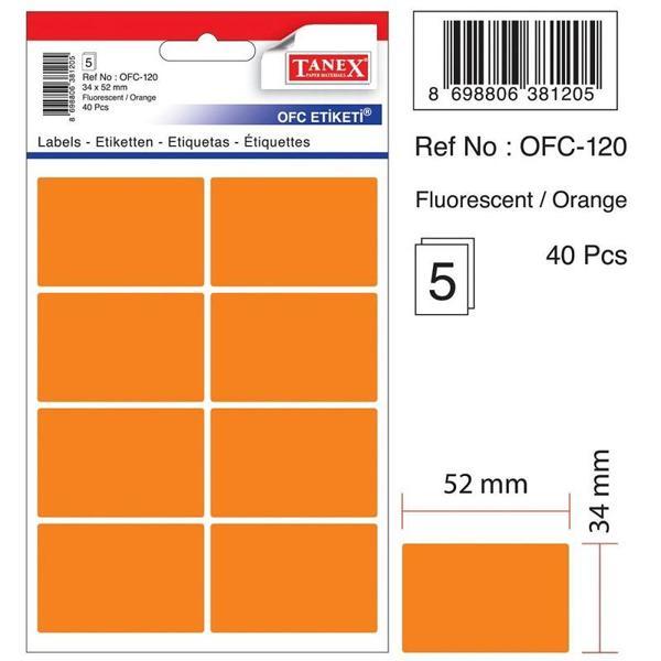Tanex Ofis Etiketi 34X52mm 5 Yaprak Fosforlu Turuncu Ofc-120 (10 Lu Paket) - Image 1