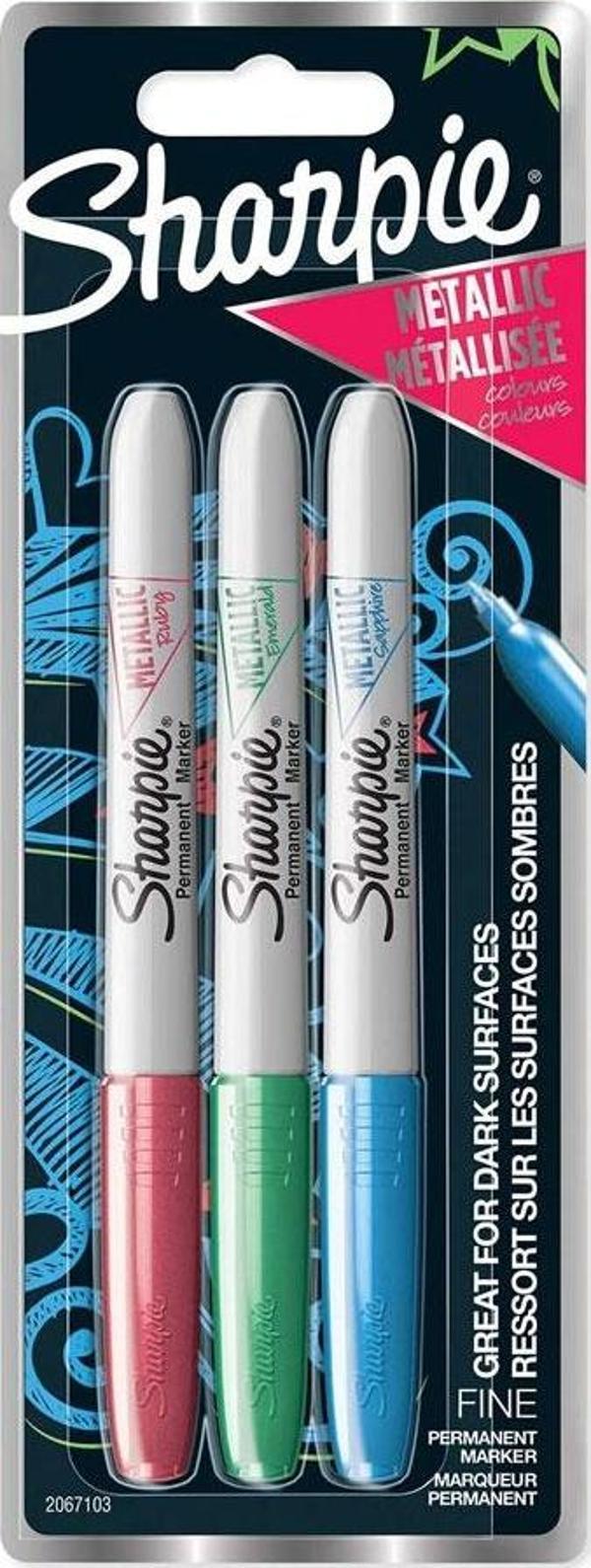 Sharpie Markör Permanent Kalem Metalik Kırmızı Yeşil Mavi (3 Lü Paket) 2067103 - Image 1