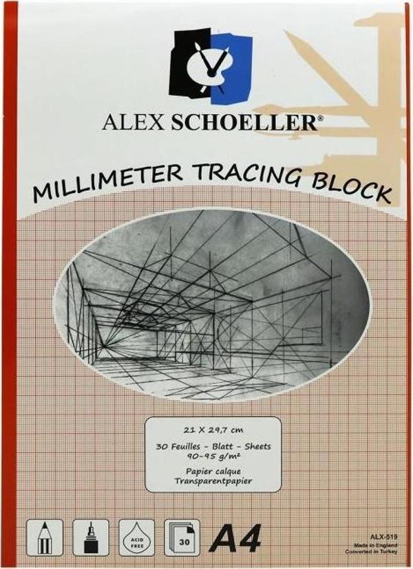 Alex Schoeller A4 Milimetrik Aydınger Blok 30 Yaprak Kırmızı - Image 1