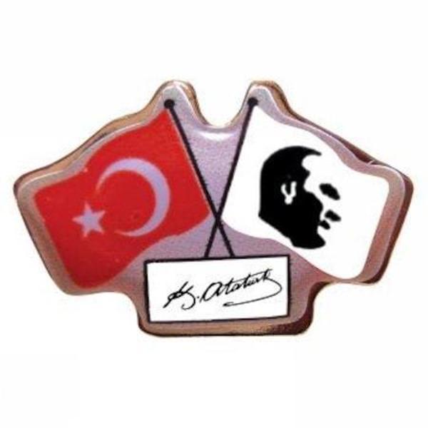 Vatan Vt627 Rozet İkili Bayraklı Atalı İmza 30 Lu (1 Paket 30 Adet) - Image 1
