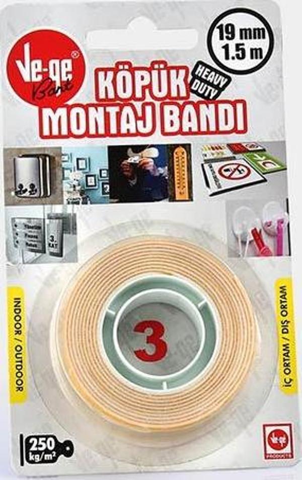 Vege Çift Taraflı Köpük Bant (3) 19X1,5 Mt. - Image 1