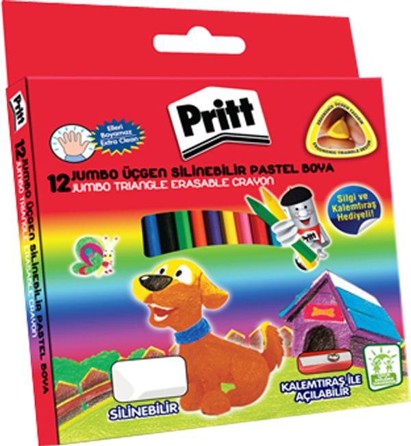 Pritt Silinebilir 12 Renk Pastel Boya Jumbo Üçgen 1655739 - Image 1