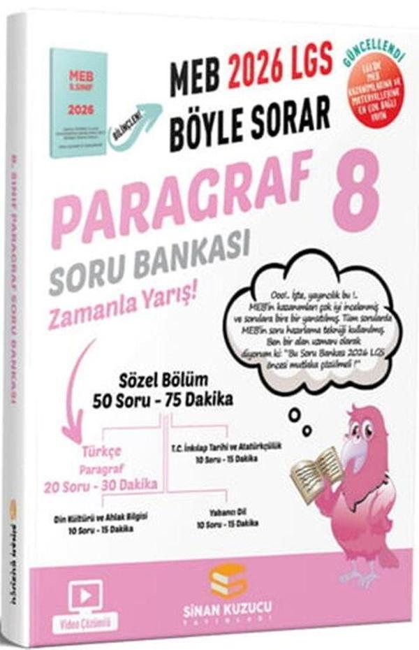 Sinan Kuzucu 2026 8. Sınıf LGS Paragraf MEB Böyle Sorar Soru Bankası - Sinan Kuzucu Yayınları - Image 1
