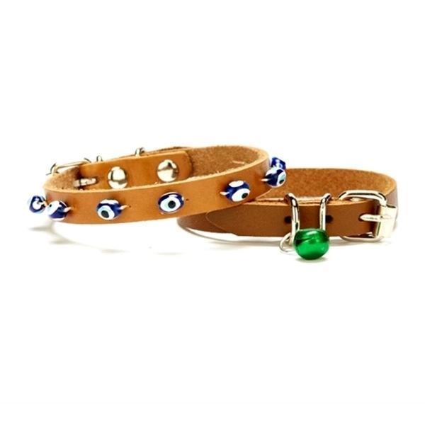 Nazar Boncuklu Kedi Ve Küçük Irk Köpek Tasması 1x14-18 cm Kamel Xsmall - Image 1