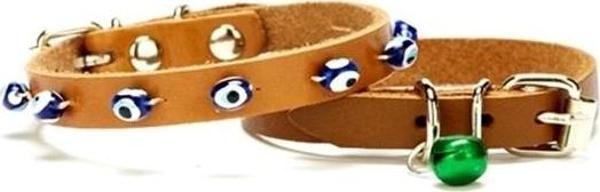 Nazar Boncuklu Kedi Ve Küçük Irk Köpek Tasması 1x14-18 cm Kamel Xsmall - Image 1