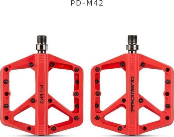 Promend Renkli Platform Pedal MTB Freeride Kaymaz Rulmanlı Plastik Pedal Ultra Hafif Kırmızı Renk - Image 1
