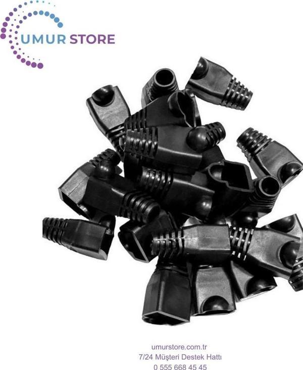 Siyah RJ45 Kılıf Siyah Cat6 Kılıf Siyah Cat5 Kılıf 100 Adet - Image 1