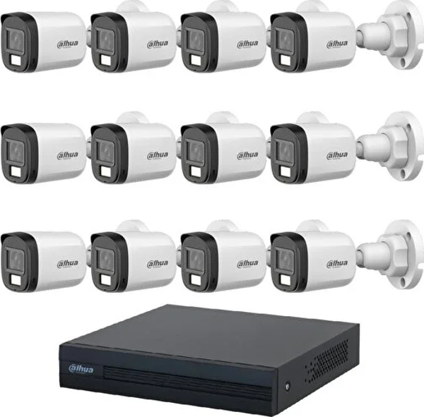 Dahua 12 Kameralı 30 Metre Renkli Gece Görüşlü Full Hd Güvenlik Kamera Seti - Image 1