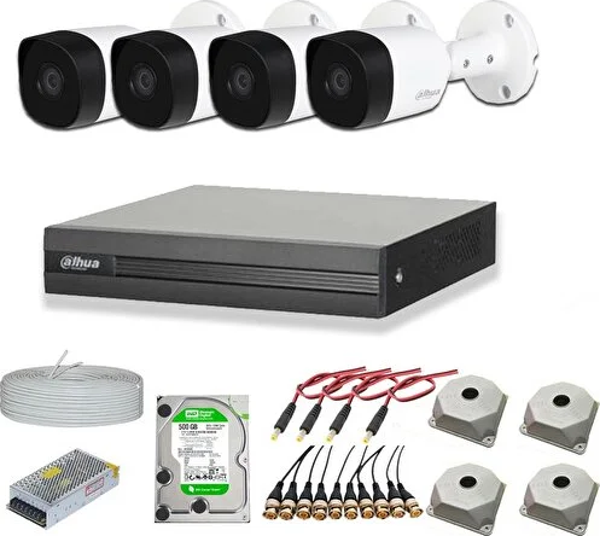 Dahua 2mp 4 Kameralı Dış Ortam Ahd Hd-cvi Full Kamera Seti 500gb Disk - Image 1