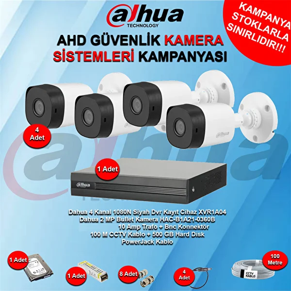 Dahua 4 Kanal Bullet Ahd Güvenlik Kamera Kampanya Seti - Image 1