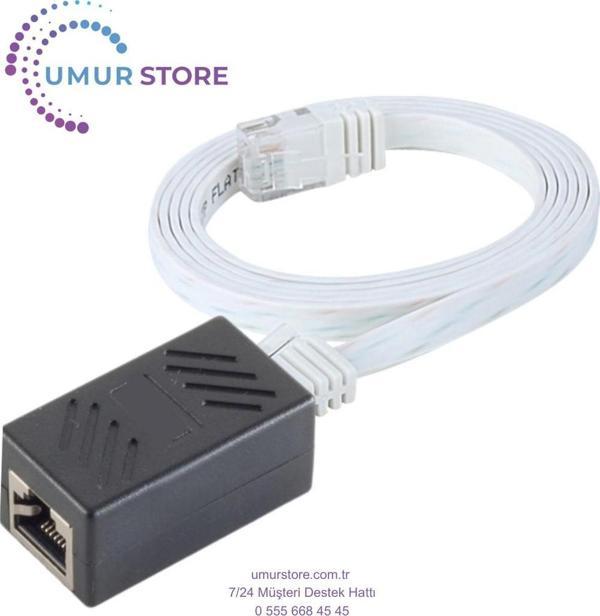 CAT6 Uzatma Seti, Yassı Ethernet Kablo ve Ekleyici, Beyaz, 5 m - Image 1