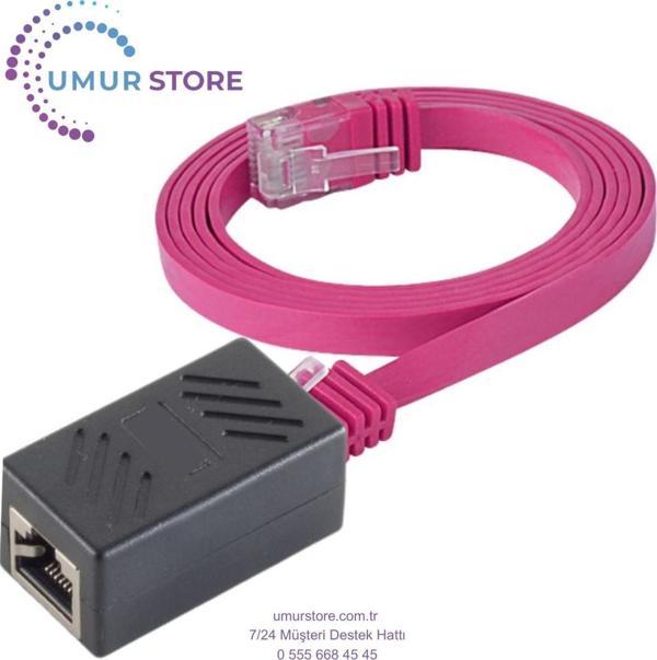 CAT6 Uzatma Seti, Yassı Ethernet Kablo ve Ekleyici, Fuşya, 5 metre - Image 1