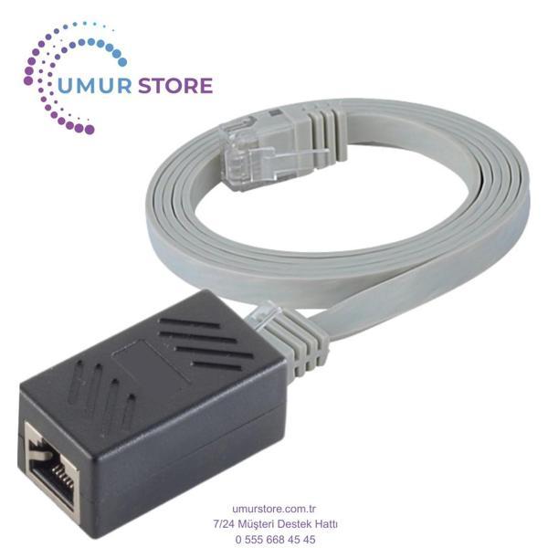 CAT6 Uzatma Seti, Yassı Ethernet Kablo ve Ekleyici, Gri, 5 m - Image 1