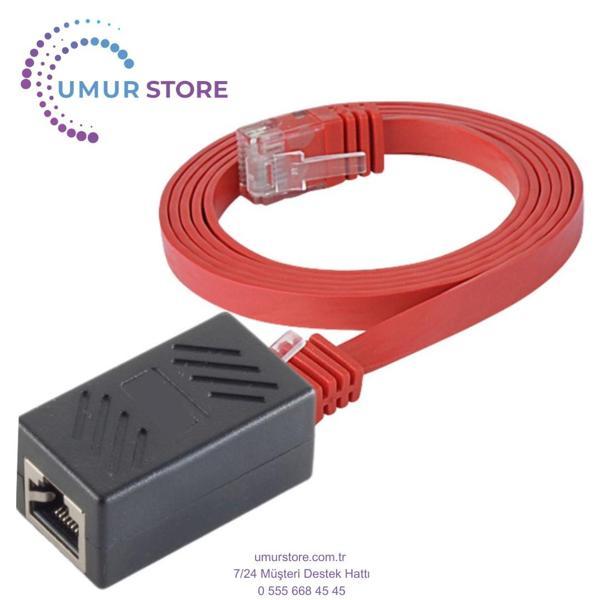 CAT6 Uzatma Seti, Yassı Ethernet Kablo ve Ekleyici, Kırmızı, 5 metre - Image 1