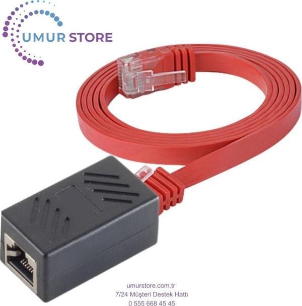 CAT6 Uzatma Seti, Yassı Ethernet Kablo ve Ekleyici, Kırmızı, 5 metre - Image 1