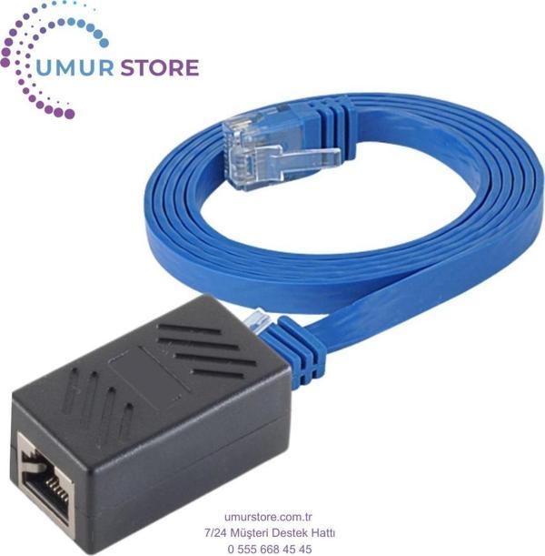 CAT6 Uzatma Seti, Yassı Ethernet Kablo ve Ekleyici, Mavi, 5 metre - Image 1