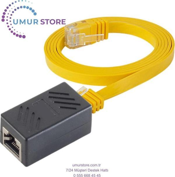 CAT6 Uzatma Seti, Yassı Ethernet Kablo ve Ekleyici, Sarı, 5 metre - Image 1