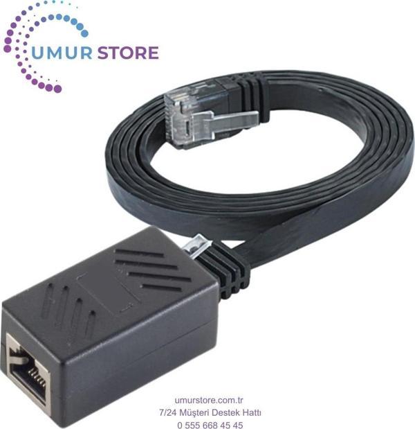 CAT6 Uzatma Seti, Yassı Ethernet Kablo ve Ekleyici, Siyah, 5 metre - Image 1