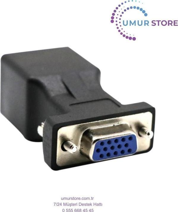 Siyah VGA Genişletici Adaptörü Cat5 / Cat6 / RJ45 Kablosu - Image 1