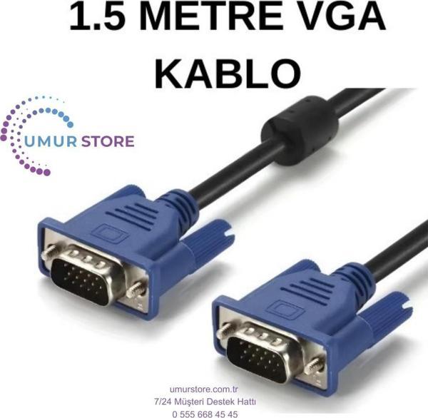 VGA Kablo – 1.5 Metre Net Görüntü, Dayanıklı  Erkek‑Erkek Görüntü Kablosu - Image 1