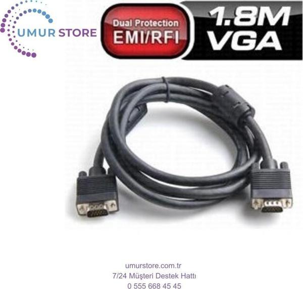 1.8m Ferrıt Core Emı/rfı Filtreli VGA Görüntü Kablosu - Image 1