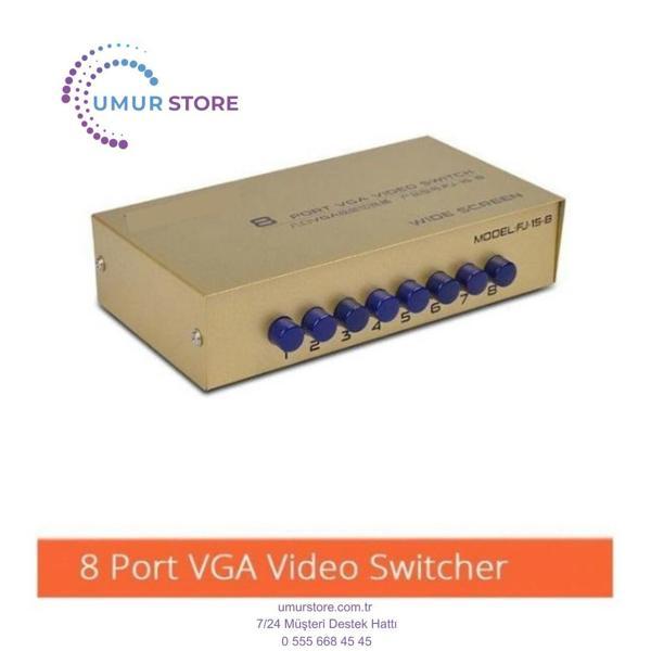 8 Port VGA Switch 8 Cihaz 1 Monitör 8 Kasa 1 Monitör Seçmeli Switch - Image 1