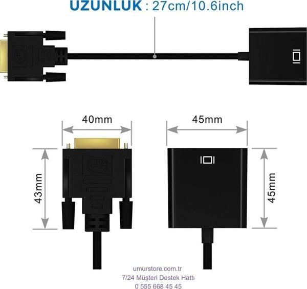 Dvı-D 24+1 Erkek To VGA Dişi Çevirici Adaptör Kablo - Image 1