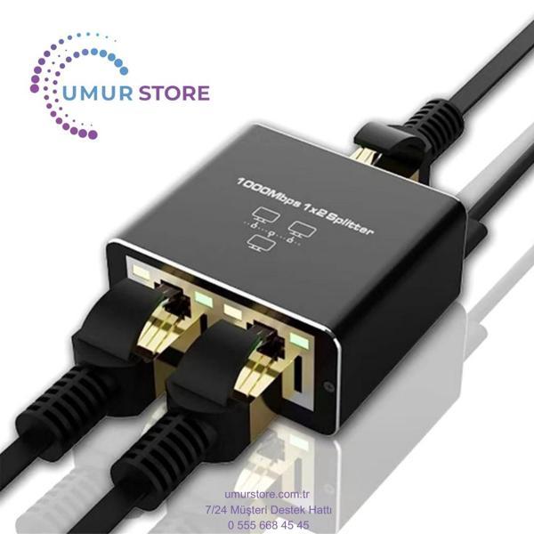 Ethernet Ayırıcı 1'i 2 Çıkışlı Yüksek Hızlı 1000MBPS RJ45 Ayırıcı Adaptörü Cat5/5e/6/7/8 Kablo Yönle - Image 1