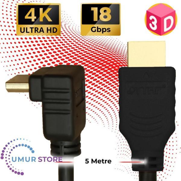 HDMI 2.0 4K Ultra Hd 60 Hz L Tipi Ses ve Görüntü Aktarım Kablosu 5 Metre - Image 1