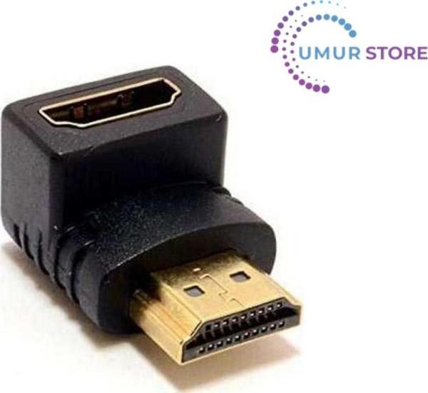HDMI 90 Derece Erkek Dişi Adaptör Gold - Image 1