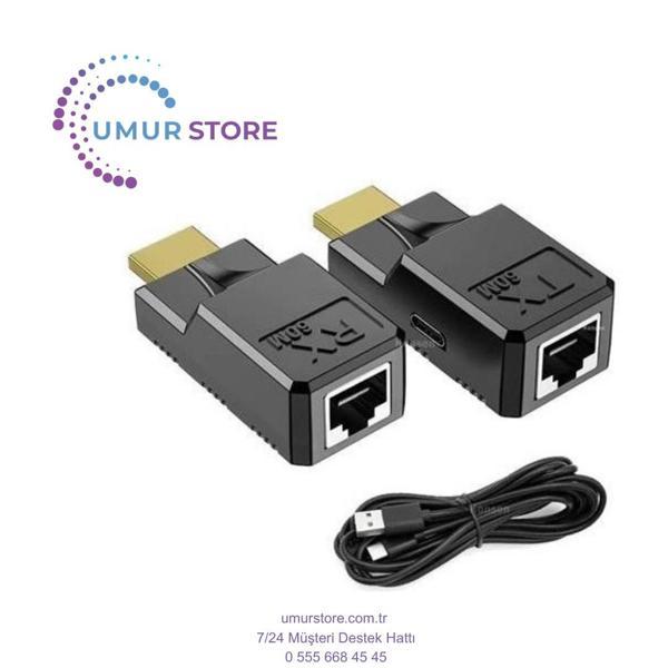 HDMI RJ45 Cat5 6 Extender Uzatıcı Güç Destekli Uzatma Aparatı Adaptör - Image 1