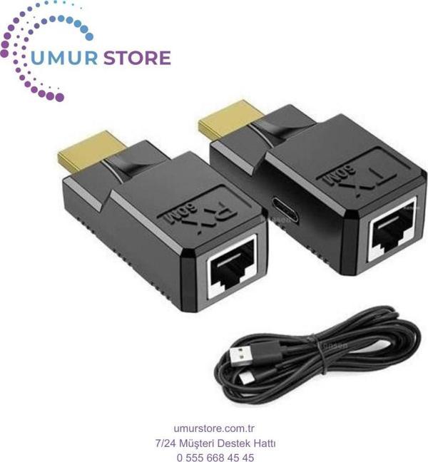 HDMI RJ45 Cat5 6 Extender Uzatıcı Güç Destekli Uzatma Aparatı Adaptör - Image 1