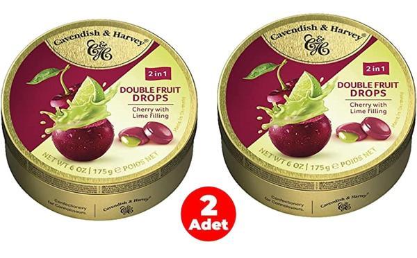 Cavendish&Harvey Double Fruit Drops Limon Dolgulu Vişne Aromalı Şeker 175 Gr (2 ADET) - Image 1