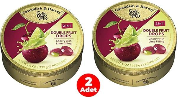 Cavendish&Harvey Double Fruit Drops Limon Dolgulu Vişne Aromalı Şeker 175 Gr (2 ADET) - Image 1