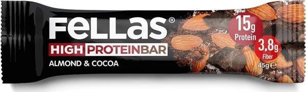 Fellas Yüksek Protein Bar - Bademli ve Kakaolu 45g - Image 1