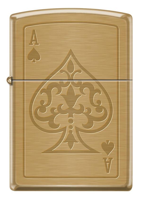 Zippo Ace Of Spades Brushed Brass Dizayn Çakmak - Image 1