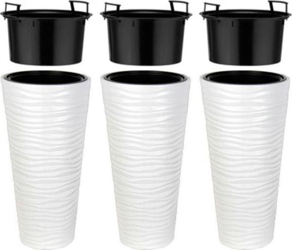 Omnipazar SO-KVT2 Kumsal Vazo Saksı Takımı 85 Litre Beyaz 3 Adet - Image 1