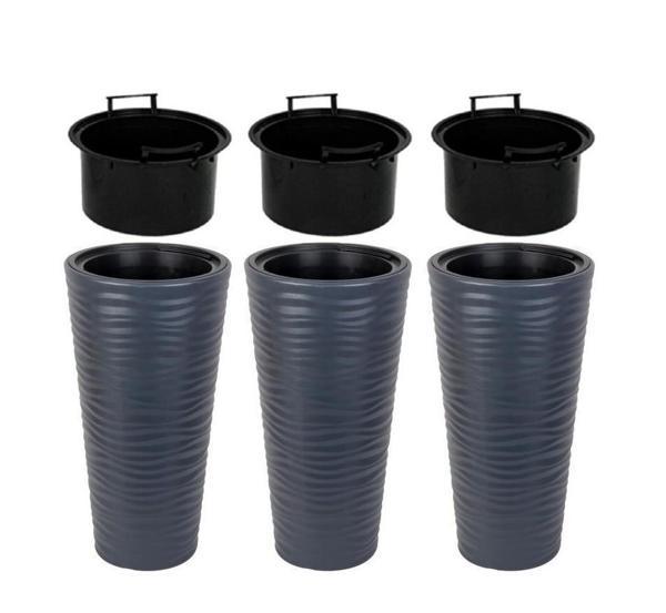 Omnipazar SO-KVT3 Kumsal Vazo Saksı Takımı 128 Litre Antrasit 3 Adet - Image 1