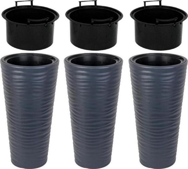 Omnipazar SO-KVT3 Kumsal Vazo Saksı Takımı 128 Litre Antrasit 3 Adet - Image 1