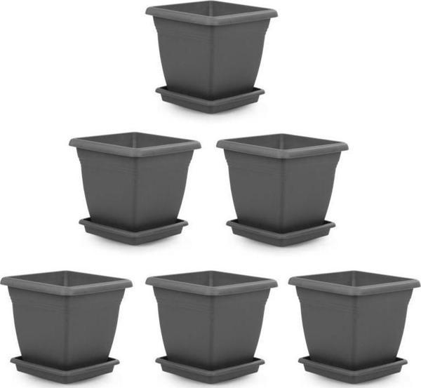 Omnipazar SO-VK03 Villa Kare Tabaklı Saksı 17 lt Antrasit 6 Adet - Image 1