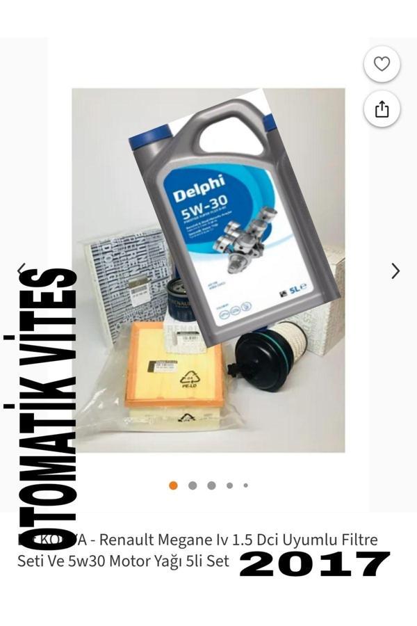  Renault Megane Iv 1.5 Dci Uyumlu Filtre Seti Ve 5w30 Motor Yağı 5li Set - Image 1