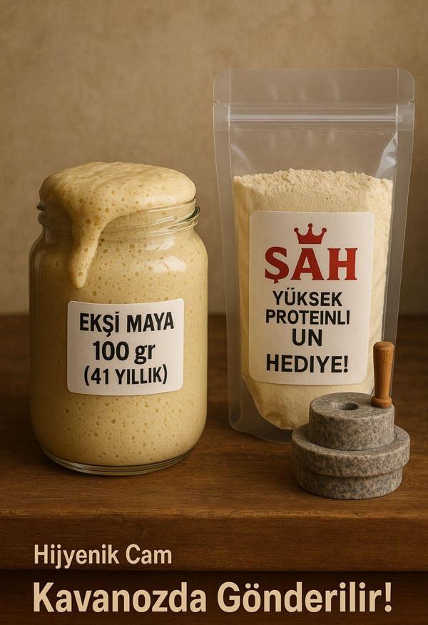 Sevinçli Doğa Ekşi Maya 100Gr(41 Yıllık)Şah Yüksek Proteinli Un Hediye!Hijyenik Cam Kavanozda Gönderilir! - Image 1