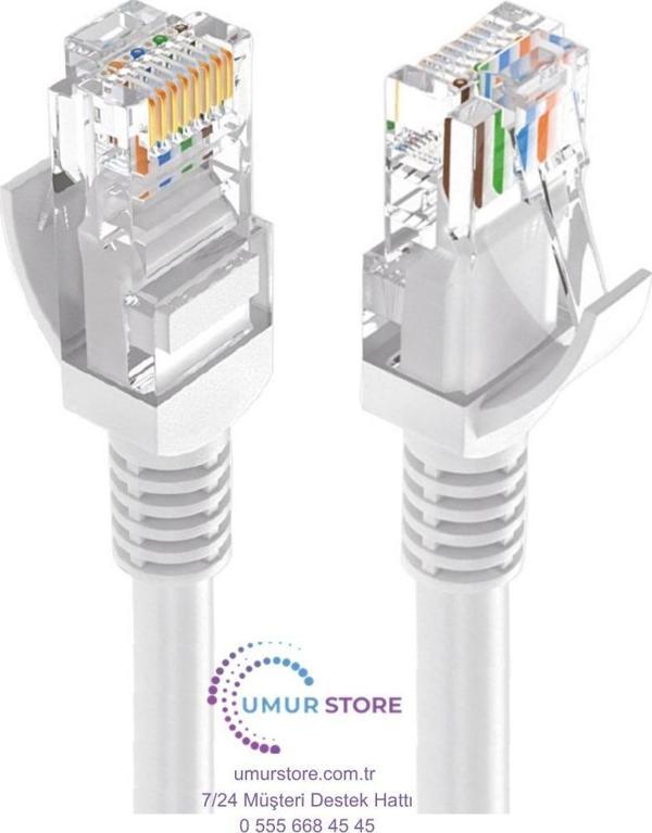 40 Metre Gri Cat5 Ethernet Kablo Jack Soketleri Takılı Hazır Internet Kablosu - Image 1