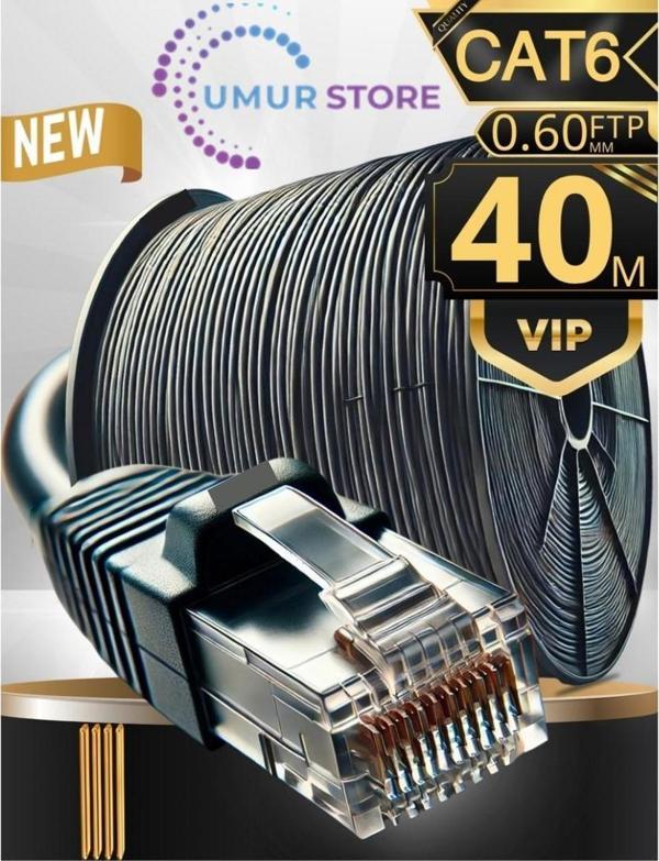 40 Metre Internet Kablosu/ftp 0,60MM Cat6 23AWG/İKI Kat Korumalı/ethernet Kablosu 40 Metre/iç Dış Me - Image 1