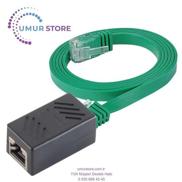 CAT6 Uzatma Seti, Yassı Ethernet Kablo ve Ekleyici, Yeşil, 5 metre - Image 1