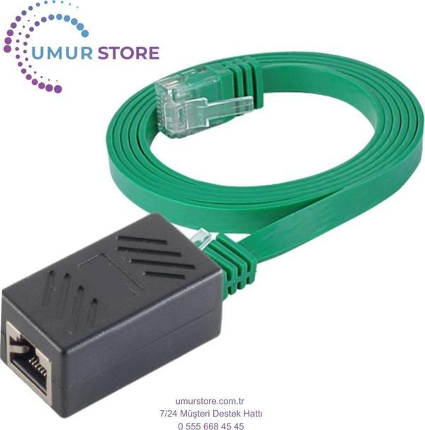 CAT6 Uzatma Seti, Yassı Ethernet Kablo ve Ekleyici, Yeşil, 5 metre - Image 1