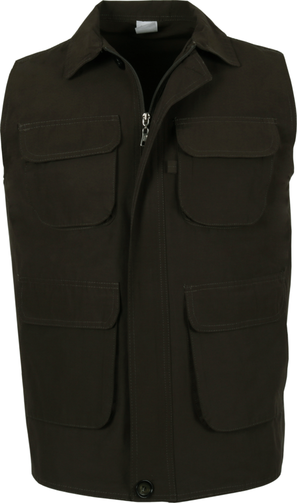 Erkek Keten Yelek Regüler Fit Yakalı Haki Renk RAR01310 - Image 1