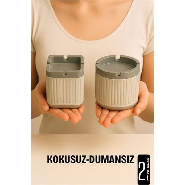 Kokusuz Dumansız Küllük - 2 li Küllük Seti Kafe Küllüğü Restoran Küllüğü Masaüstü Küllük - Image 1