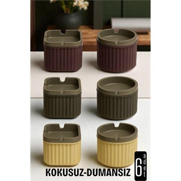 Kokusuz Dumansız Küllük - 6 li Küllük Seti Kafe Küllüğü Restoran Küllüğü Masaüstü Küllük - Image 1