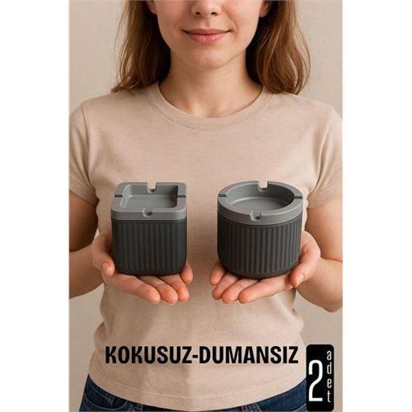Kokusuz Dumansız Küllük -2 li Küllük Seti Kafe Küllüğü Restoran Küllüğü Masaüstü Küllük - Image 1